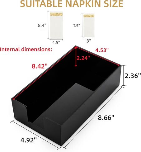 Cididu 2 Pack Acrylic Napkin Holder, Black Guest Towel Holder Tray for Bathroom, 0.12'' Thickness Disposable Paper Hand Towel Storage Tray, Modern Flat Napkin Holders for Kitchen Table Dinning Party in Saudi Arabia