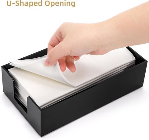 Cididu 2 Pack Acrylic Napkin Holder, Black Guest Towel Holder Tray for Bathroom, 0.12'' Thickness Disposable Paper Hand Towel Storage Tray, Modern Flat Napkin Holders for Kitchen Table Dinning Party in Saudi Arabia