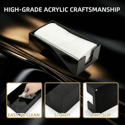 Cididu 2 Pack Acrylic Napkin Holder, Black Guest Towel Holder Tray for Bathroom, 0.12'' Thickness Disposable Paper Hand Towel Storage Tray, Modern Flat Napkin Holders for Kitchen Table Dinning Party in Saudi Arabia