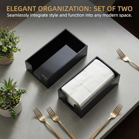 Cididu 2 Pack Acrylic Napkin Holder, Black Guest Towel Holder Tray for Bathroom, 0.12'' Thickness Disposable Paper Hand Towel Storage Tray, Modern Flat Napkin Holders for Kitchen Table Dinning Party in Saudi Arabia