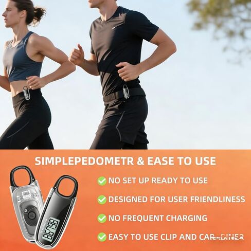 عداد خطوات بسيط للمشي ثلاثي الأبعاد مع مشبك وحبل، عداد خطوات مع شاشة LCD، مشبك وحبل (أبيض) in Kuwait