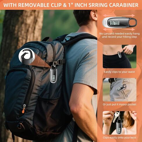 عداد خطوات بسيط للمشي ثلاثي الأبعاد مع مشبك وحبل، عداد خطوات مع شاشة LCD، مشبك وحبل (أبيض) in Kuwait