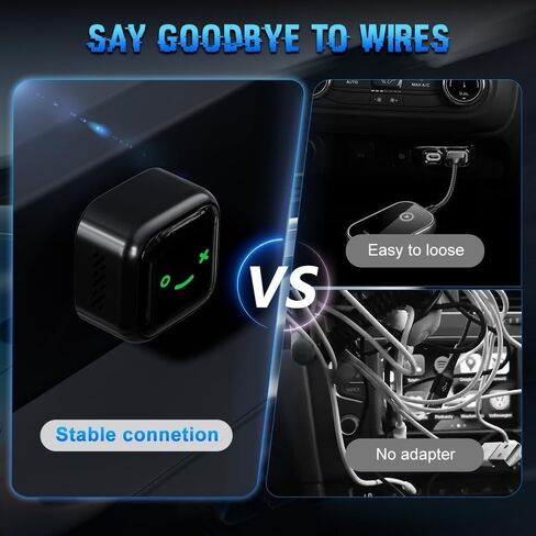 محول CarPlay اللاسلكي لأجهزة Android/iPhone (2 في 1) - 2025 ترقية CarPlay السلكية، حجم صغير، التوصيل والتشغيل، متوافق تمامًا مع Apple CarPlay السلكي المدمج وAndroid Auto Cars - أسود in Kuwait