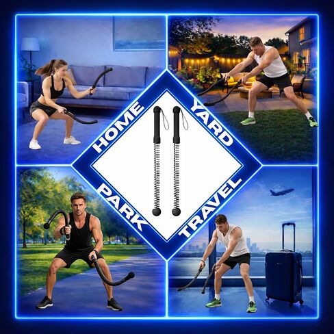 Cordless Battle Ropes (2 PCS) – Portable Weighted Ropeless Battle Rope Sticks with Hand Gloves for HIIT Workout, Home Gym Strength & Cardio Training (Pink) in Saudi Arabia