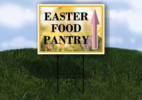 Easter Food Pantry Spring Flowers Yellow Field Directional Arrows A-Frame Double Sided 23x23 in. sign in Kuwait
