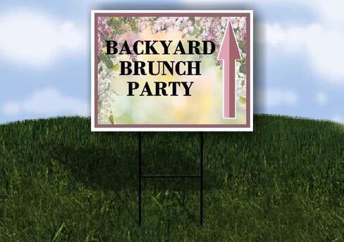Backyard Brunch Party Spring Flowers Purple Lilac Up Arrows A-Frame Single Sided 23x23 in. sign in Kuwait