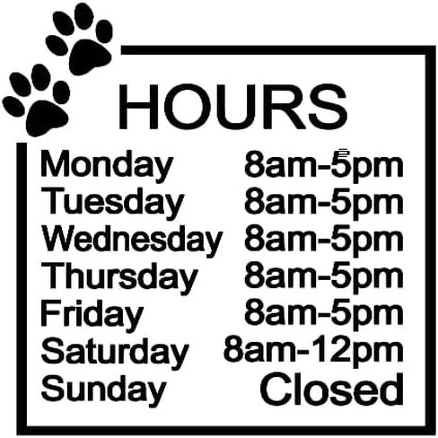 Custom Business Hours Door Decal, 11x11 inches, Vinyl Sign with Restaurant Logo Design, Personalized Store Hours in Saudi Arabia