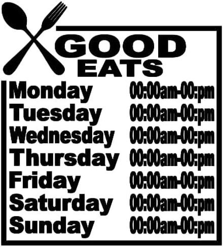 Custom Business Hours Door Decal, 11x11 inches, Vinyl Sign with Restaurant Logo Design, Personalized Store Hours in Saudi Arabia