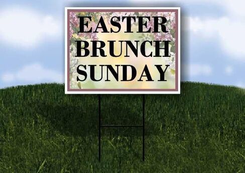 Easter Brunch Sunday Spring Flowers Purple Lilac Directional Arrows A-Frame Double Sided 23x23 in. sign in Saudi Arabia
