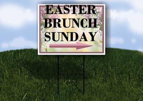 Easter Brunch Sunday Spring Flowers Purple Lilac Directional Arrows A-Frame Double Sided 23x23 in. sign in Saudi Arabia