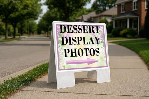 Dessert Display Photos Spring Flowers Purple Lilac Directional Arrows A-Frame Double Sided 23x23 in. sign in Kuwait
