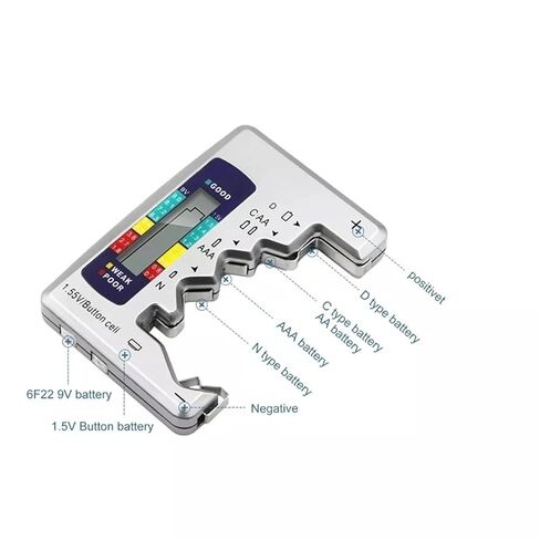Digital Battery Tester LCD Display AA/AAA/9V/1.5V Button Cell Battery Capacity Check Detector Capacitance Diagnostic Tool in Saudi Arabia