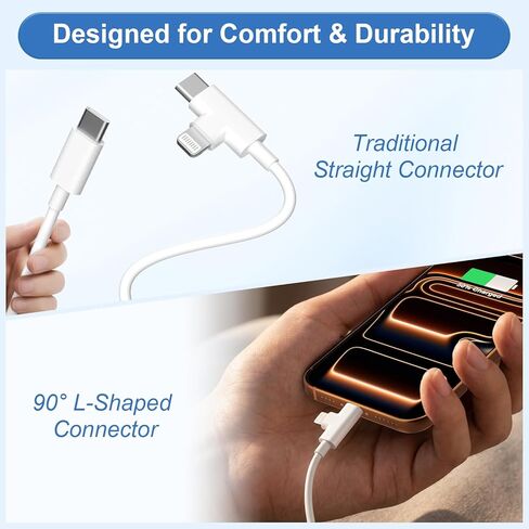 شاحن iPhone سريع الشحن، 2 حزمة شاحن USB C بقدرة 30 وات مع كابل من النوع C إلى C وكابل Lightning بطول 6 أقدام متوافق مع iPhone 17/16/15/14/13/13 Pro/12 Pro/12 Pro Max/11/Xs Max/XR/X/SE، وiPad، وAirPods in Kuwait
