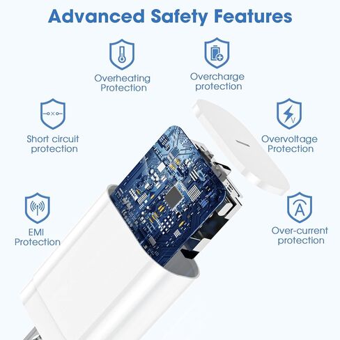 شاحن iPhone سريع الشحن، 2 حزمة شاحن USB C بقدرة 30 وات مع كابل من النوع C إلى C وكابل Lightning بطول 6 أقدام متوافق مع iPhone 17/16/15/14/13/13 Pro/12 Pro/12 Pro Max/11/Xs Max/XR/X/SE، وiPad، وAirPods in Kuwait