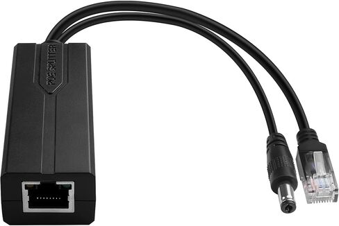 POE Splitter 48V to 12V Power Over Ethernet Splitter, DC 5.5x2.1mm, IEEE 802.3Af/at Standard, 100Mbps, Maximum Power 15W, Suitable for IP Cameras, Access Control Systems in Saudi Arabia