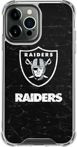 Skinit Clear Phone Case Compatible with iPhone 14 Pro Max - Officially Licensed NFL Las Vegas Raiders Distressed Design in Saudi Arabia