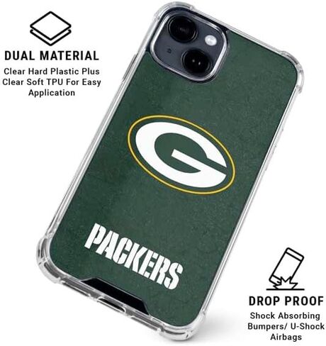 حافظة هاتف Skinit الشفافة متوافقة مع iPhone 14 Plus - تصميم مرخص رسميًا من NFL Green Bay Packers in Saudi Arabia