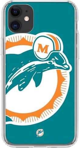 Skinit Clear Phone Case Compatible with iPhone 11 - Officially Licensed NFL Miami Dolphins Retro Logo Design in Saudi Arabia