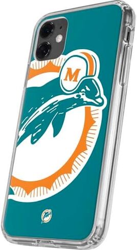 Skinit Clear Phone Case Compatible with iPhone 11 - Officially Licensed NFL Miami Dolphins Retro Logo Design in Saudi Arabia