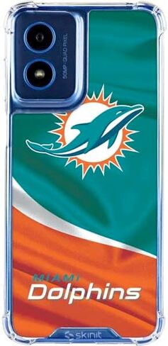 حافظة هاتف Skinit الشفافة متوافقة مع Moto G 5G - تصميم NFL Miami Dolphins المرخص رسميًا in Kuwait