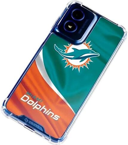 حافظة هاتف Skinit الشفافة متوافقة مع Moto G 5G - تصميم NFL Miami Dolphins المرخص رسميًا in Kuwait