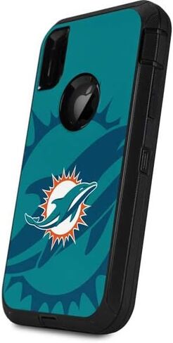 Skinit Decal Skin Compatible with OtterBox Defender iPhone XR - Officially Licensed NFL Miami Dolphins Double Vision Design in Saudi Arabia