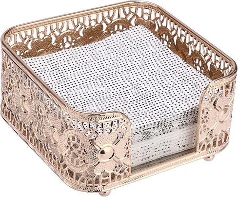 Sumnacon Guest Towel Holder for Bathroom, 9.3" x 5.6", Vintage Paper Towels Napkin Holder, Golden Rectangle Vanity Mirror Tray, Flat Dinner Napkin Holders for Table, Countertop, Bathroom, Kitchen in Saudi Arabia