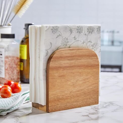 Acacia Wood Napkin Holder for Table, Wooden Napkin Holders for Kitchen, Standing Napkin Dispenser for Kitchen Dining Room Party in Saudi Arabia