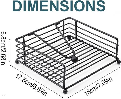 Napkin Holder with Weighted Arm – Rustic Black Metal Square Napkin Organizer for Kitchen, Dining Table, Bathroom, Wedding, and Party, Black in Saudi Arabia