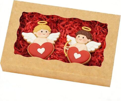 50pcs Cookie Boxes with Window 7x4.375x1.5 Inches Bakery Boxes Treat Box Chocolate Covered Strawberries Box for Christmas Valentine's Day Mother's Day - Brown in Saudi Arabia