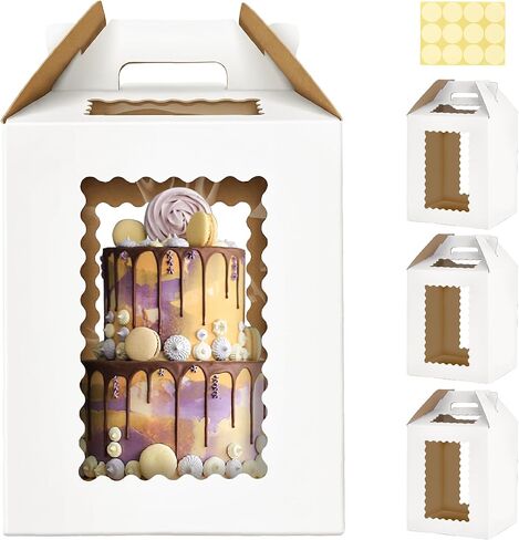 3 Pack 14x14x14 Inch Tall Cake Boxes for Tier Cakes, 12in 14in Large Tiered Cake Box,Disposable Layer Tall Baking Carrier with Window for Wedding, Birthday in Saudi Arabia