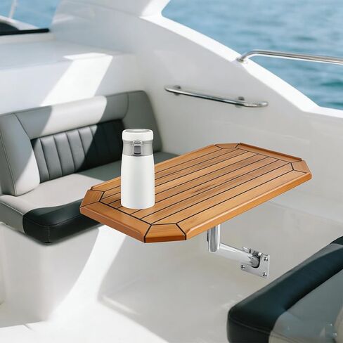 طاولة من خشب الساج مثبتة على الحائط، طاولة بحرية قابلة للإزالة والتعديل، طاولة طعام مثبتة على الحائط، خشب الساج البورمي مع أرجل من الفولاذ المقاوم للصدأ، مناسبة للمركبات الترفيهية والقوارب. in Kuwait