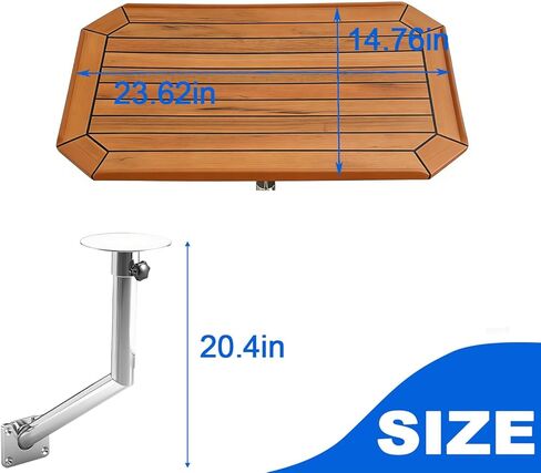 طاولة من خشب الساج مثبتة على الحائط، طاولة بحرية قابلة للإزالة والتعديل، طاولة طعام مثبتة على الحائط، خشب الساج البورمي مع أرجل من الفولاذ المقاوم للصدأ، مناسبة للمركبات الترفيهية والقوارب. in Kuwait