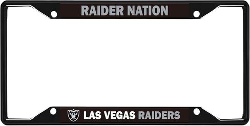 NFL Las Vegas Raiders “Raider Nation" Premium Long Lasting Black Metal Team License Plate Frame – 4 Screw Tag Holder with Highlighted Team Pride Cheer - Complement Any Color Truck, SUV, Car in Saudi Arabia