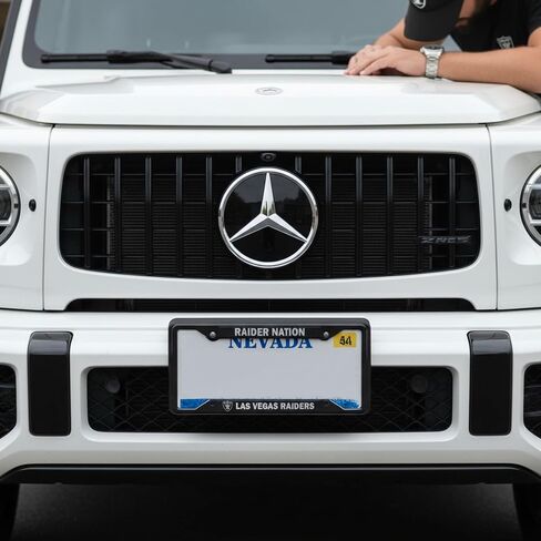 NFL Las Vegas Raiders “Raider Nation" Premium Long Lasting Black Metal Team License Plate Frame – 4 Screw Tag Holder with Highlighted Team Pride Cheer - Complement Any Color Truck, SUV, Car in Saudi Arabia
