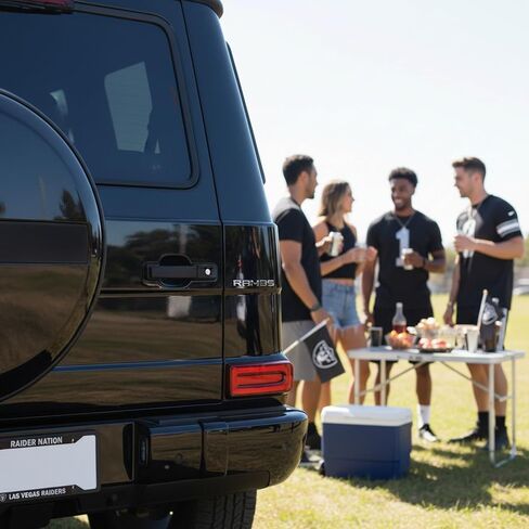 NFL Las Vegas Raiders “Raider Nation" Premium Long Lasting Black Metal Team License Plate Frame – 4 Screw Tag Holder with Highlighted Team Pride Cheer - Complement Any Color Truck, SUV, Car in Saudi Arabia