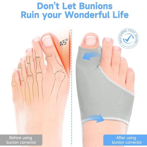 2PCS Bunion Corrector for Women & Men Big Toe, Big Toe Separators, Hammer Toe Straightener, Bunion Pads with Spacers, Hallux Valgus Pain Relief, Comfortable & Breathable for Day/Night in Saudi Arabia