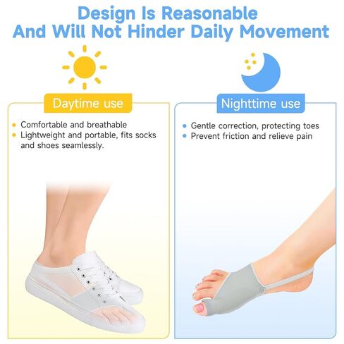 2PCS Bunion Corrector for Women & Men Big Toe, Big Toe Separators, Hammer Toe Straightener, Bunion Pads with Spacers, Hallux Valgus Pain Relief, Comfortable & Breathable for Day/Night in Saudi Arabia