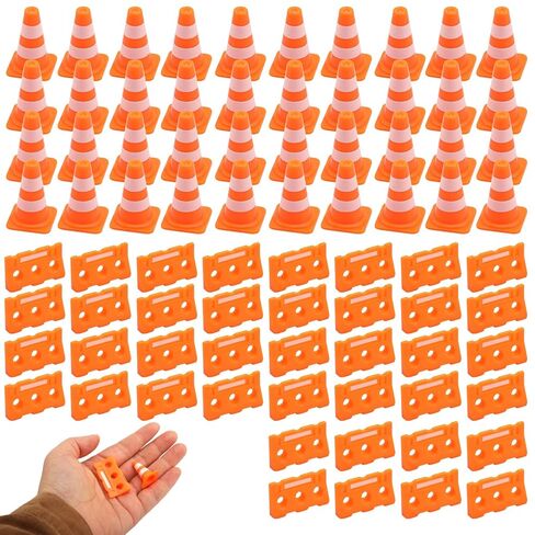 80Pcs Mini Traffic Cones & Fences, Simulation Roadblocks for Traffic Parking Scenes, 40 Cones & 40 Fences, Ideal for Mini Construction Cones Projects, Engineering, and DIY Micro Landscapes(Orange) in Saudi Arabia