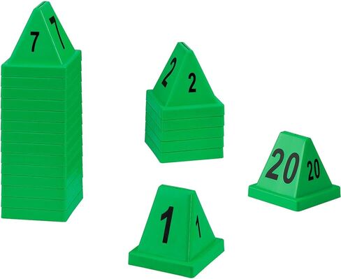 Global Industrial Numbered Pallet Control Cones, Four-Sided, Numbers 1-20, High-Impact Plastic Construction, 4-1/2"L x 4-1/2"W x 4-3/8"H, Green, 20 Pack in Saudi Arabia