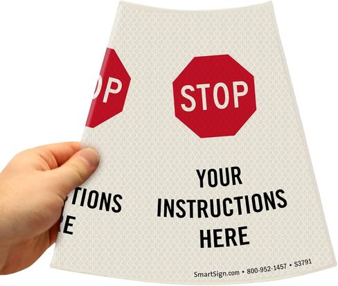 SmartSign Custom STOP Cone Message Sleeve, Prismatic Reflective Vinyl Cone Collar for Safety/Traffic Cone, 3-Side Printing, Red, Black and White (Cone Not Included), Made in USA in Saudi Arabia