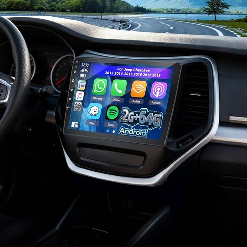 2G+64G Volxcereo Car Radio for Jeep Cherokee 2013-2018 with Wireless Carplay Android Auto, 10.1 inch Touchscreen Jeep Cherokee Stereo Support Mirror Link WiFi/GPS/Bluetooth/FM RDS in Saudi Arabia