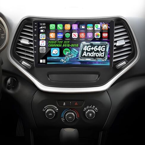 2G+64G Volxcereo Car Radio for Jeep Cherokee 2013-2018 with Wireless Carplay Android Auto, 10.1 inch Touchscreen Jeep Cherokee Stereo Support Mirror Link WiFi/GPS/Bluetooth/FM RDS in Saudi Arabia