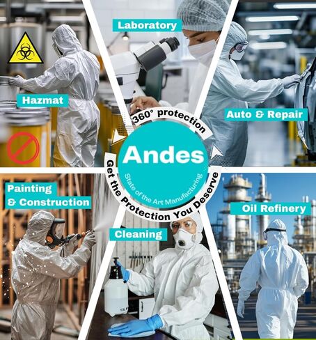مجموعة بدلات واقية من المواد الخطرة من Andes Safety مكونة من 25 قطعة، وأغطية واقية مع أحذية وقلنسوة مرفقة، وبدلات رسامين شديدة التحمل للاستعمال مرة واحدة in Kuwait