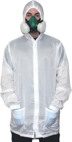 معطف مختبر طلاء بخاخ واقي من النايلون المتين خفيف الوزن من كولاد باللون الأبيض in Kuwait
