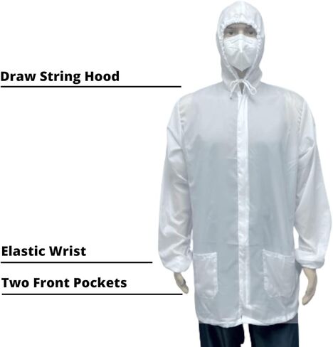 معطف مختبر طلاء بخاخ واقي من النايلون المتين خفيف الوزن من كولاد باللون الأبيض in Kuwait