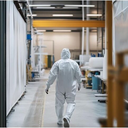 Andes Safety 25 Pack Hazmat Suits، شديدة التحمل لكامل الجسم يمكن التخلص منها، أغطية مع غطاء محرك السيارة، معصمين مرنين in Kuwait