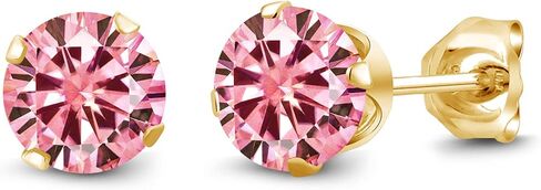 GEM Stone King 18K الذهب الأصفر المطلي بالفضة الأصفر الصفراء الأحجار الكريمة الأحجار الكريمة للأقراط للنساء للنساء الرجال (0.90 CTTW ، شكل مستدير 5 مم) in Kuwait
