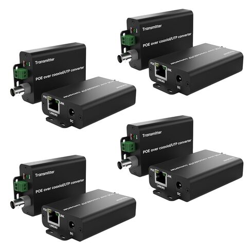 POE Over Coax Converter BNC إلى Ethernet IP Extender EOC، 3280ft (1000m) نقل الطاقة والبيانات عبر كابل محوري RG59 لنظام المراقبة الأمنية التناظري إلى IP CCTV ترقية 2 في 1 BNC + زوج تويست in Kuwait