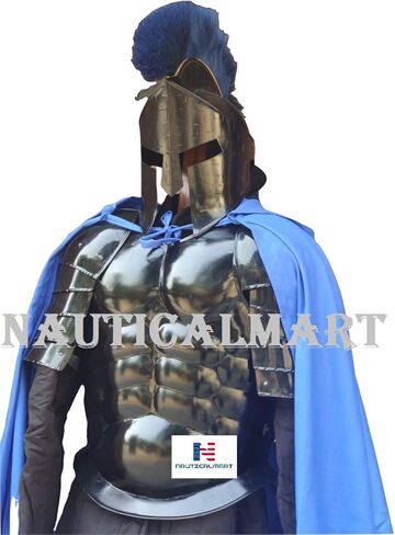 سترة مدرعة للعضلات ذات لون أسود روماني من Nautical-Mart مع واقي للكتف 300 خوذة سبارتان، كيب أزرق ملكي، جامبيسون in Kuwait